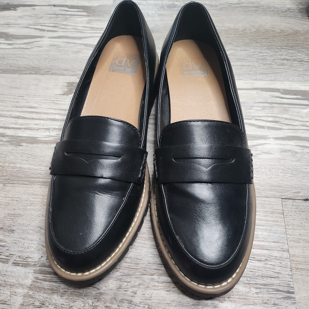 DV by Dolce Vita Black Leather Loafers for Women